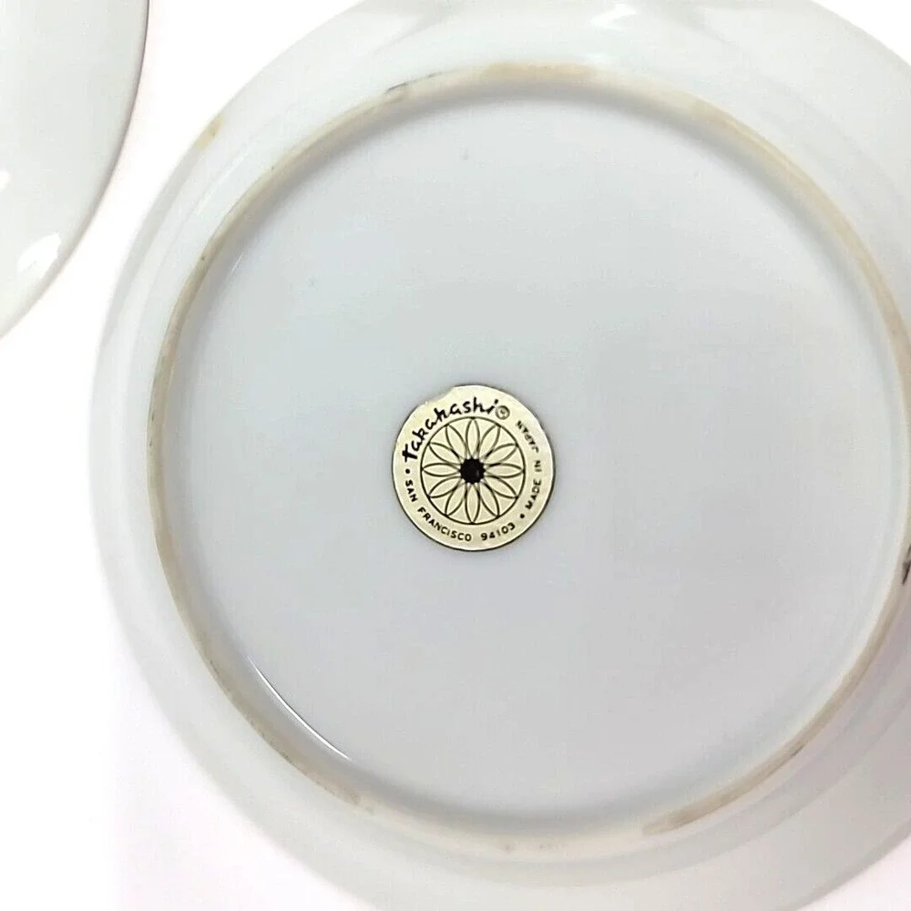 Set Of 3 VTG Takahashi San Francisco Gold Rimmed Small Floral Plates Japan